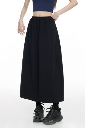 High-Waisted Korean-Style Floral Bud Midi Skirt for Women - Retro Slim-Fit Umbrella Skirt in Summer Lazy Style
