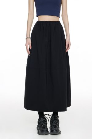 High-Waisted Korean-Style Floral Bud Midi Skirt for Women - Retro Slim-Fit Umbrella Skirt in Summer Lazy Style
