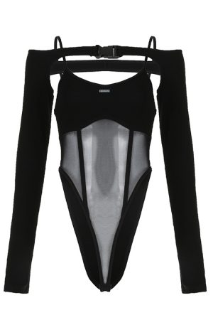 High-Waisted Long Sleeve Fitted Jumpsuit with Mesh Butterfly Print - European and American Style Spring/Summer 2025 Streetwear