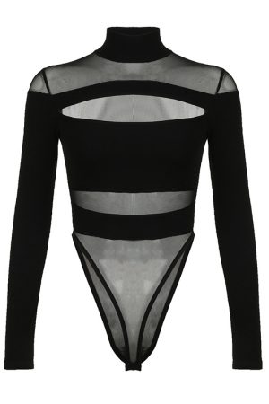 High-Waisted Long Sleeve Fitted Jumpsuit with Mesh Butterfly Print - European and American Style Spring/Summer 2025 Streetwear