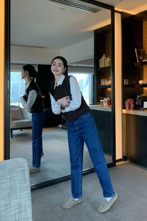 High-Waisted Slim-Fit Nine-Point Jeans for Women - Versatile Straight-Leg Tapered Casual Pants, Y2K Style