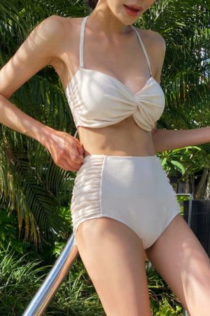 High-Waisted Slimming Sexy Tie Bikini for Women, Small Bust - Trendy Swimwear for Hot Springs and Vacation, 2025 Style