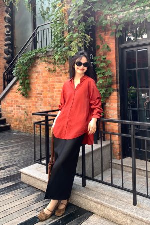 High-Waisted Split Leather Skirt for Women, Elegant Bodycon Design, Slimming Mid-Length Straight-Cut Style
