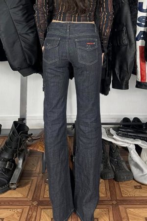 High-Waisted Straight Leg Jeans - Retro European American Street Style Casual Versatile Bottoms for 90s Y2K Fashion