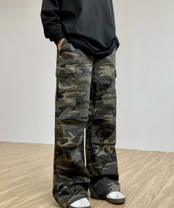 High-Waisted Unisex Camouflage Pants - Vintage American Multi-Pocket Straight-Leg Trendy Loose Work Pants for 90s Y2K Style