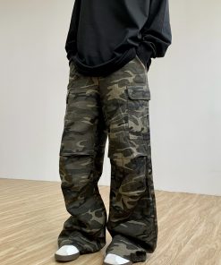 High-Waisted Unisex Camouflage Pants - Vintage American Multi-Pocket Straight-Leg Trendy Loose Work Pants for 90s Y2K Style