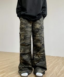High-Waisted Unisex Camouflage Pants - Vintage American Multi-Pocket Straight-Leg Trendy Loose Work Pants for 90s Y2K Style