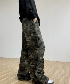 High-Waisted Unisex Camouflage Pants - Vintage American Multi-Pocket Straight-Leg Trendy Loose Work Pants for 90s Y2K Style