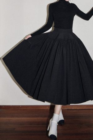 High-Waisted Vintage Pleated Umbrella Skirt for Women - Mid-Length A-Line Puff Skirt with Temperament Style
