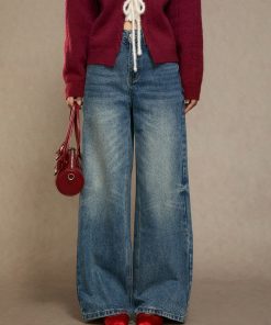 High-Waisted Wide-Leg Jeans for Women - Relaxed Fit Straight Pants for Autumn/Winter 2025 - Trendy Loose-Fitting Trousers