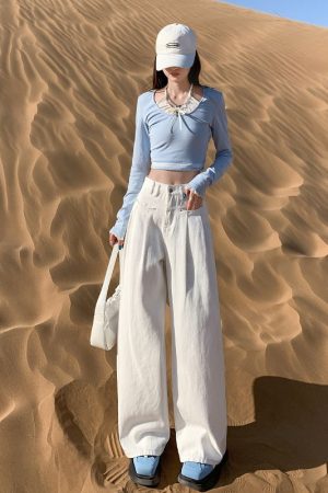 High-Waisted Wide-Leg Jeans for Women, 2025 American Retro Loose Fit Draped Trousers, Slimming Straight Pants