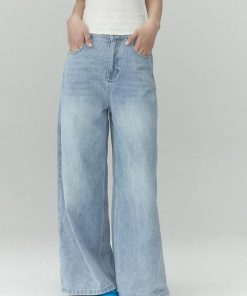 High-Waisted Wide-Leg Jeans for Women, 2025 New Style, Loose Fit, Relaxed Blue Denim, Trendy Casual Wear