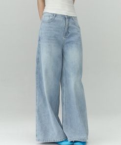 High-Waisted Wide-Leg Jeans for Women, 2025 New Style, Loose Fit, Relaxed Blue Denim, Trendy Casual Wear