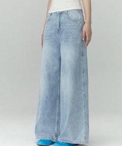 High-Waisted Wide-Leg Jeans for Women, 2025 New Style, Loose Fit, Relaxed Blue Denim, Trendy Casual Wear