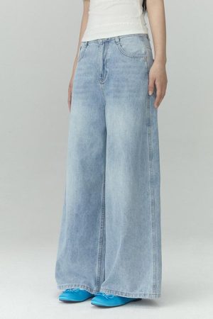 High-Waisted Wide-Leg Jeans for Women, 2025 New Style, Loose Fit, Relaxed Blue Denim, Trendy Casual Wear