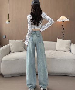 High-Waisted Wide-Leg Jeans for Women, Retro Slim-Fit Loose Straight Pants, 2025 American Vintage Floor-Length Trousers