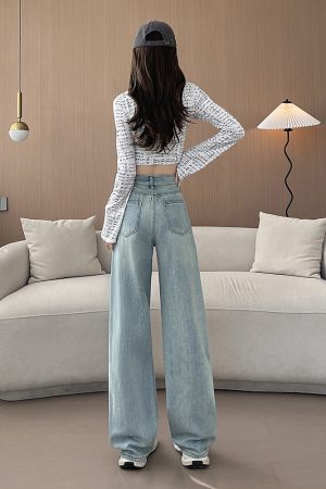High-Waisted Wide-Leg Jeans for Women, Retro Slim-Fit Loose Straight Pants, 2025 American Vintage Floor-Length Trousers