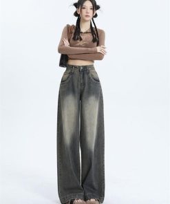 High-Waisted Wide-Leg Jeans for Women, Vintage Slimming Loose Straight-Leg Trousers, 2025 American Fashion Style