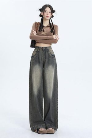 High-Waisted Wide-Leg Jeans for Women, Vintage Slimming Loose Straight-Leg Trousers, 2025 American Fashion Style