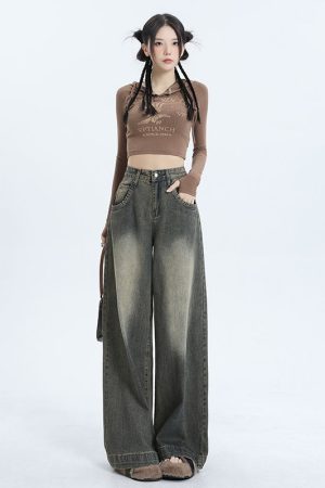 High-Waisted Wide-Leg Jeans for Women, Vintage Slimming Loose Straight-Leg Trousers, 2025 American Fashion Style