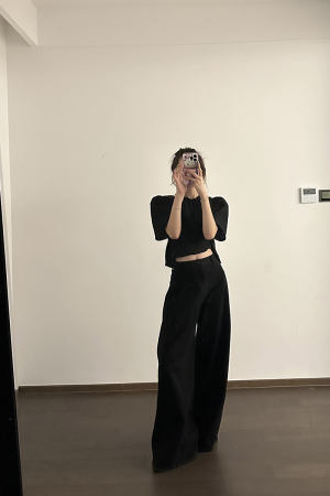 High-Waisted Wide-Leg Long Pants for Women - Slimming Straight Fit, Trendy Casual Style, Perfect for Everyday Wear