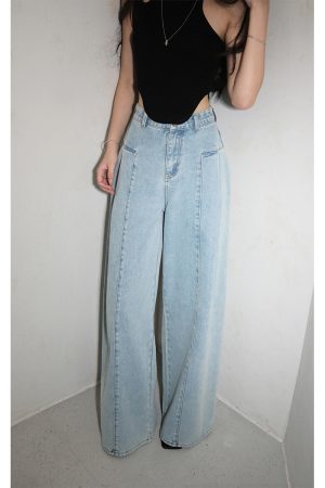 High-Waisted Wide-Leg Long Pants for Women - Slimming Straight Fit, Trendy Casual Style, Perfect for Everyday Wear