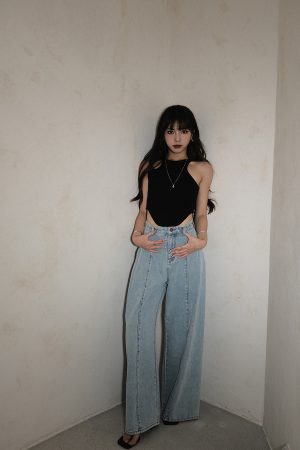 High-Waisted Wide-Leg Long Pants for Women - Slimming Straight Fit, Trendy Casual Style, Perfect for Everyday Wear