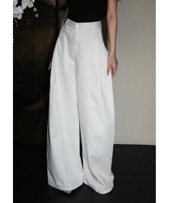 High-Waisted Wide-Leg Long Pants for Women - Slimming Straight Fit, Trendy Casual Style, Perfect for Everyday Wear