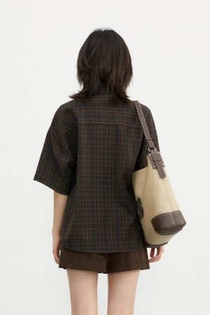 Hijabi Basic Outfit, Hijabi Closet Essentials - Dark Academia V-Neck Plaid Shirt