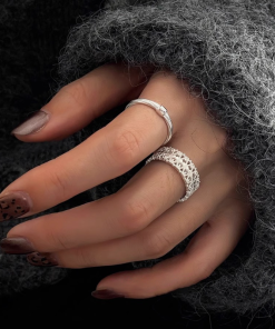 Hollow Lace Ring for Women - Japanese & Korean Style Adjustable Open Ring, French Vintage 2025 Niche Design