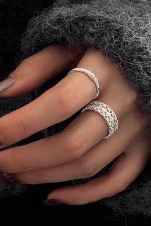 Hollow Lace Ring for Women - Japanese & Korean Style Adjustable Open Ring, French Vintage 2025 Niche Design