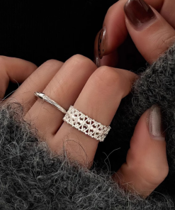 Hollow Lace Ring for Women - Japanese & Korean Style Adjustable Open Ring, French Vintage 2025 Niche Design