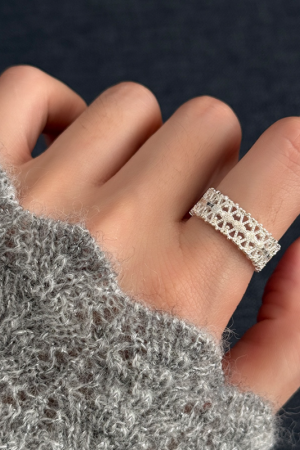 Hollow Lace Ring for Women - Japanese & Korean Style Adjustable Open Ring, French Vintage 2025 Niche Design