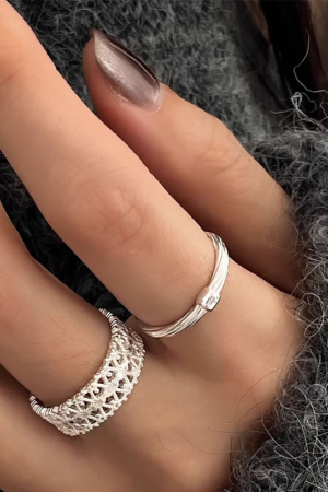 Hollow Lace Ring for Women - Japanese & Korean Style Adjustable Open Ring, French Vintage 2025 Niche Design