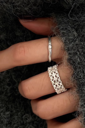 Hollow Lace Ring for Women - Japanese & Korean Style Adjustable Open Ring, French Vintage 2025 Niche Design