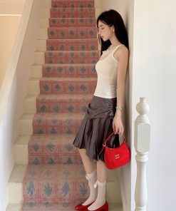 Hollow Out Butterfly Lace Camisole - Versatile Summer Top for Hot Girls, Slimming Fit, Pleated Skirt Style, Y2K Fashion