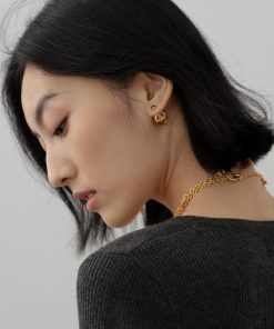 Hollow Planet Design Retro Baroque Gold Back Earrings with Diamond Accents - High-End Stylish Statement Jewelry