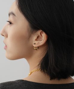 Hollow Planet Design Retro Baroque Gold Back Earrings with Diamond Accents - High-End Stylish Statement Jewelry