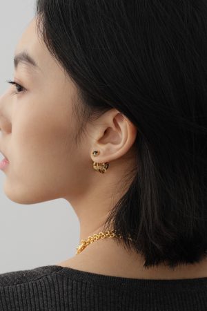 Hollow Planet Design Retro Baroque Gold Back Earrings with Diamond Accents - High-End Stylish Statement Jewelry