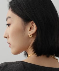 Hollow Planet Design Retro Baroque Gold Back Earrings with Diamond Accents - High-End Stylish Statement Jewelry