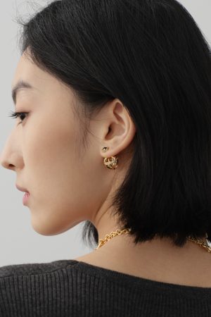 Hollow Planet Design Retro Baroque Gold Back Earrings with Diamond Accents - High-End Stylish Statement Jewelry