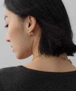 Hollow Planet Design Retro Baroque Gold Back Earrings with Diamond Accents - High-End Stylish Statement Jewelry