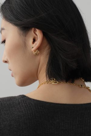 Hollow Planet Design Retro Baroque Gold Back Earrings with Diamond Accents - High-End Stylish Statement Jewelry