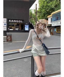 Hollowed-Out Knitted Cardigan for Women - American Style, Slim Fit, Layered Design, Elegant Autumn Fashion Top