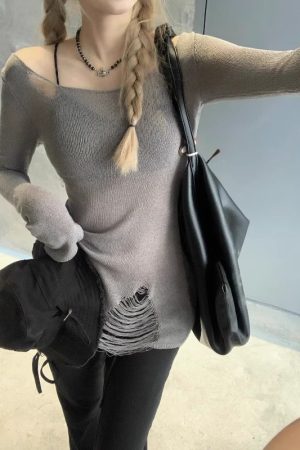 Hollowed-Out Knitted Cardigan for Women - American Style, Slim Fit, Layered Design, Elegant Autumn Fashion Top