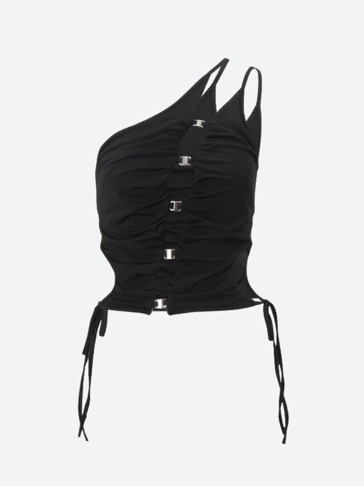 Hongkong December Outfit, Coquette Clothes For Teens - Cyberpunk One Shoulder Top Hongkong December Outfit, Coquette Clothes For Teens - Cyberpunk One Shoulder Top