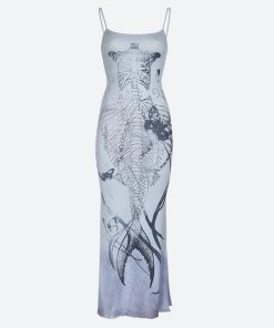 Hongkong December Outfit, Coquette Outfit Casual - Grunge Mermaid Skeleton Maxi Dress