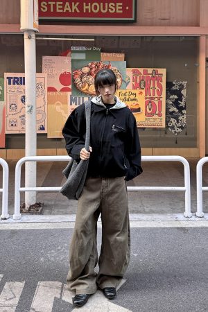 Hooded Faux Two-Piece Detroit Jacket for Men and Women, Vintage American Style, Short Spring and Autumn Outerwear