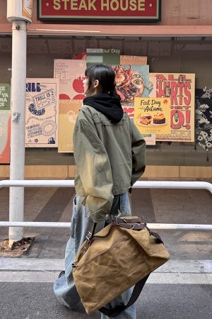 Hooded Faux Two-Piece Detroit Jacket for Men and Women, Vintage American Style, Short Spring and Autumn Outerwear