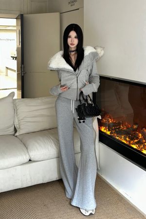 Hooded Fur Collar Cotton Coat for Women, Diagonal Placket, Plush Lining, Black and Floral Gray, Stylish Winter Outerwear